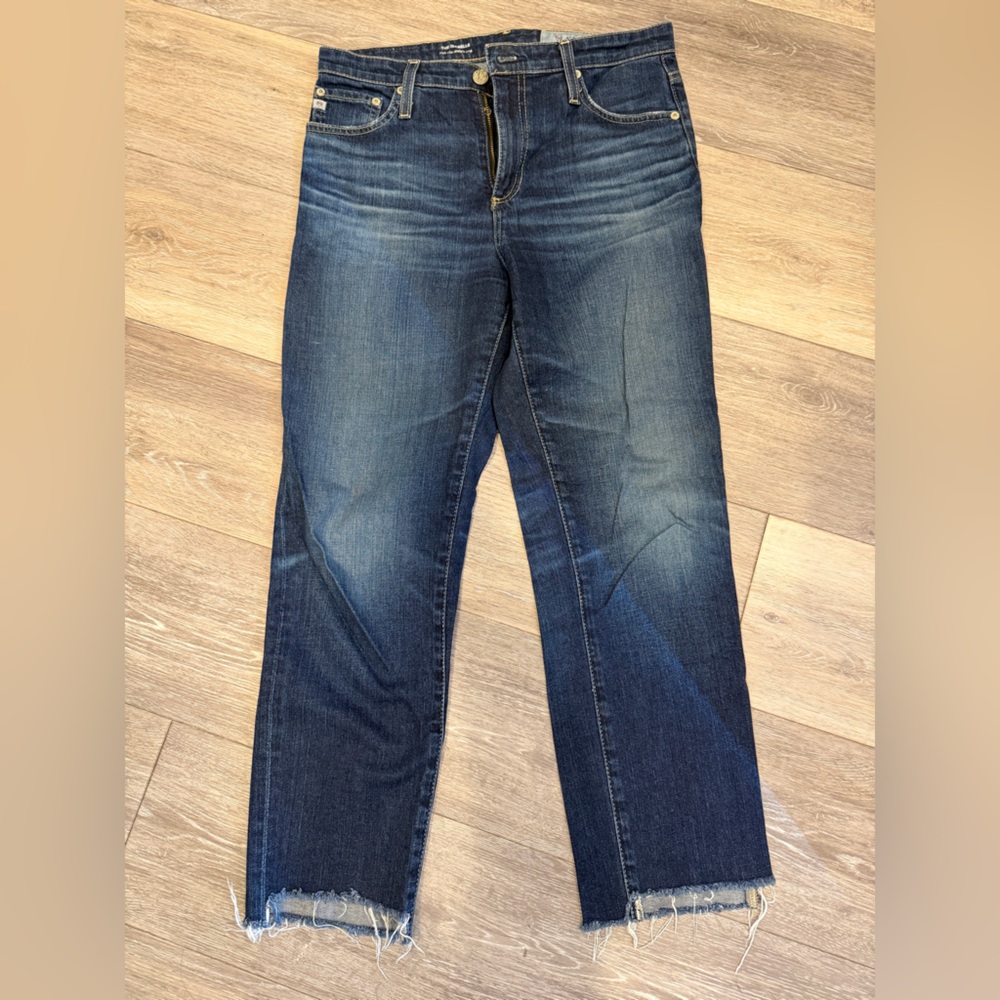 AG Adriano Goldschmied Isabelle High Rise Straight Crop Dark Blue Jeans 28